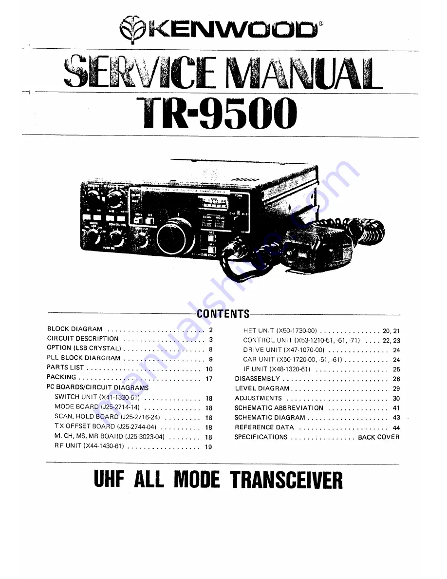 Kenwood TR-9500 Service Manual Download Page 1