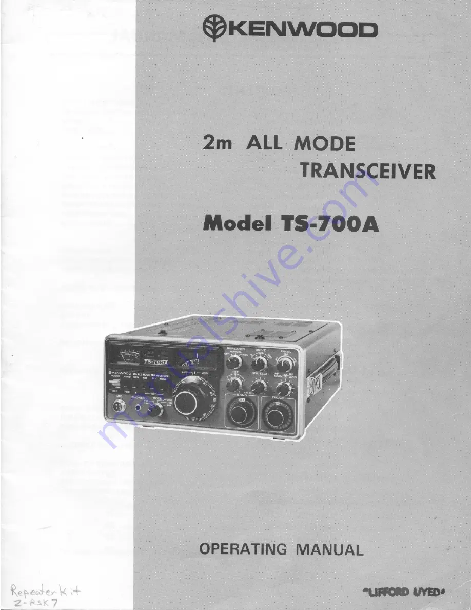 Kenwood TS-700A Скачать руководство пользователя страница 1