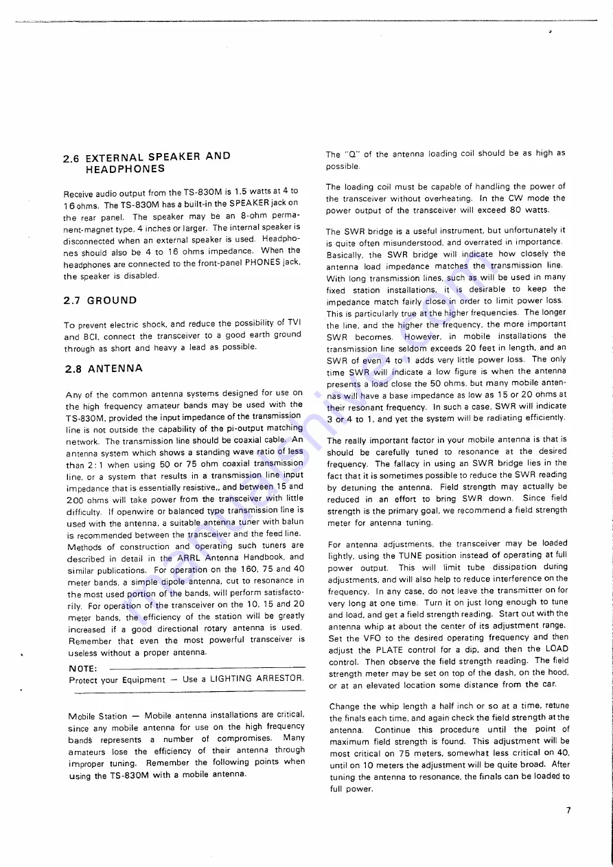 Kenwood TS-830M Instruction Manual Download Page 7