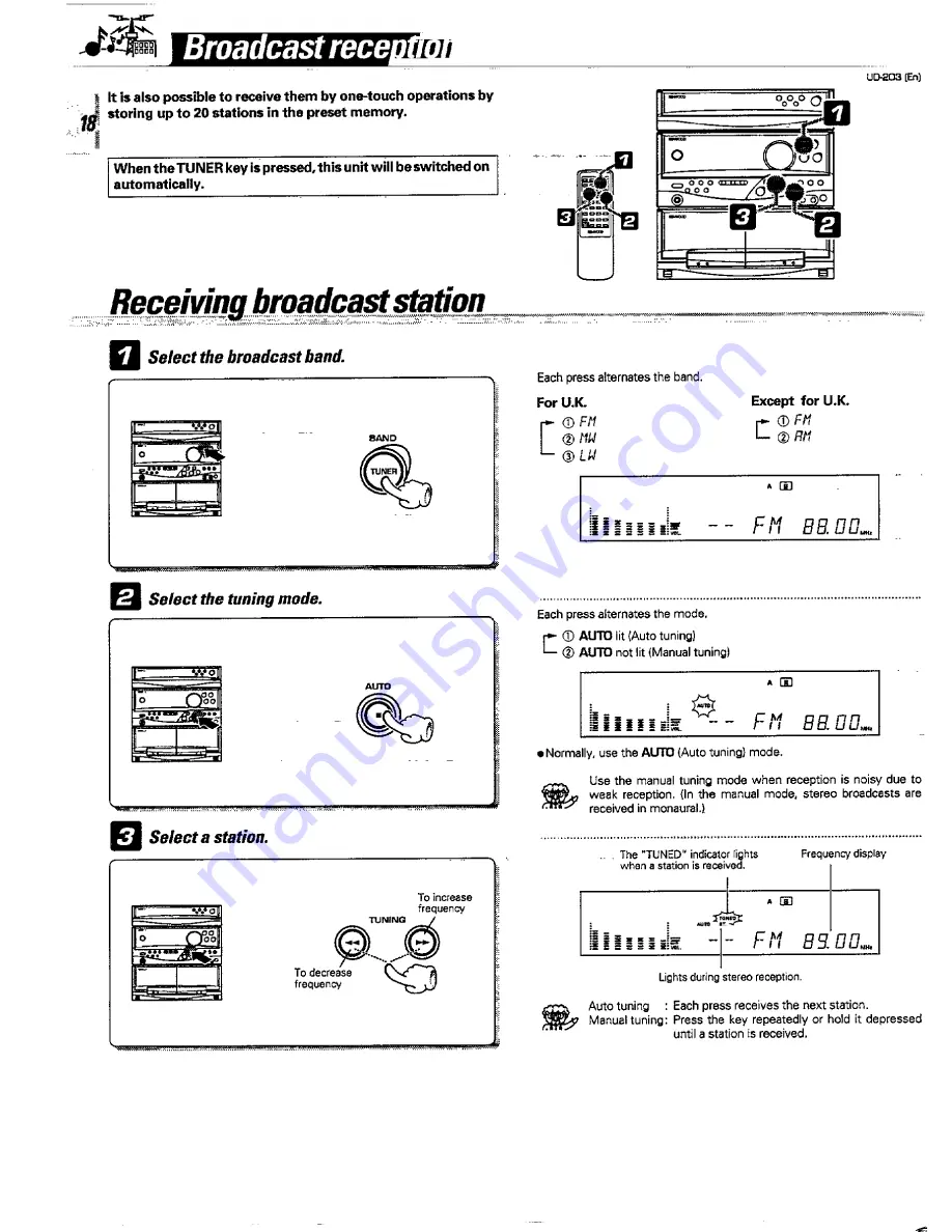 Kenwood UD-203 Instruction Manual Download Page 18