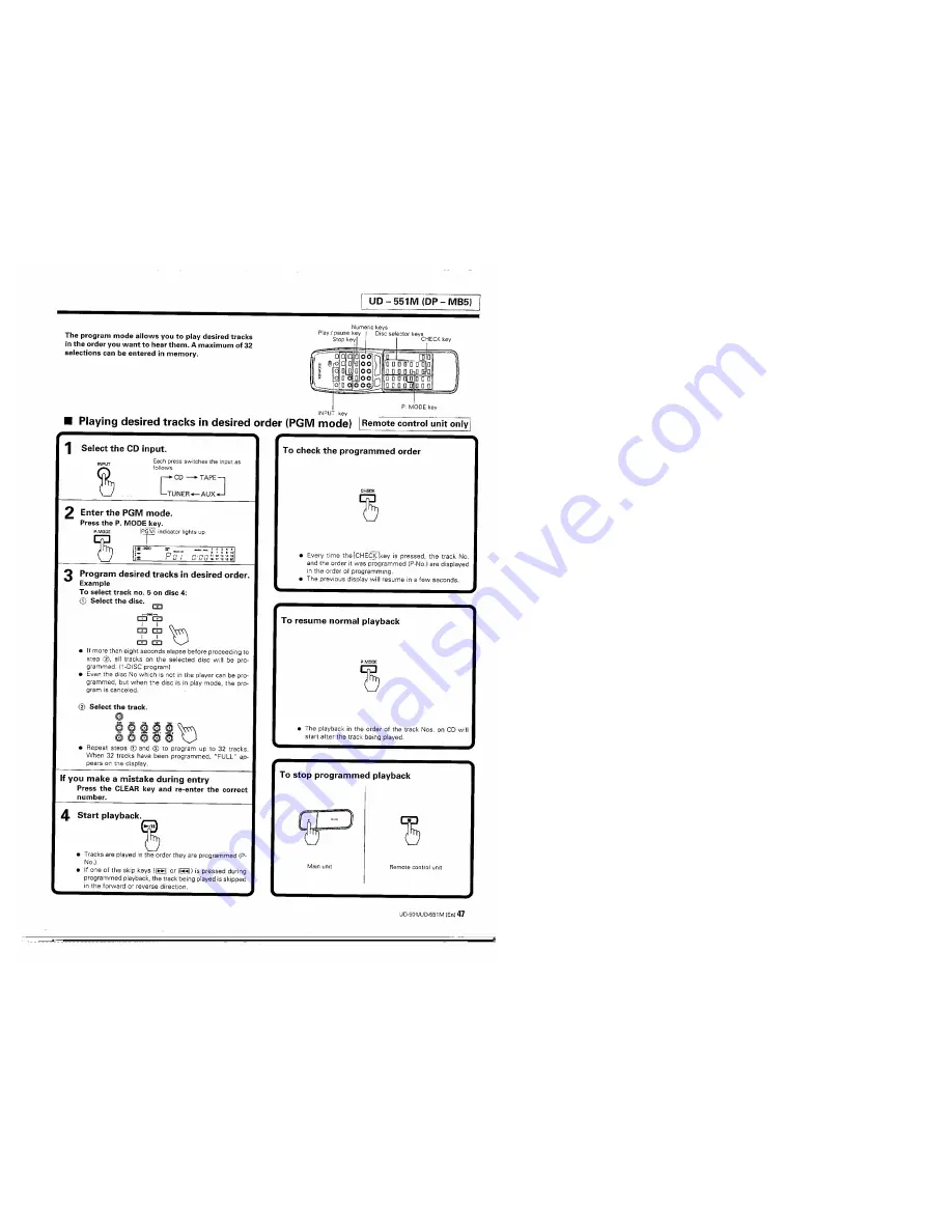 Kenwood UD-501 Instruction Manual Download Page 47