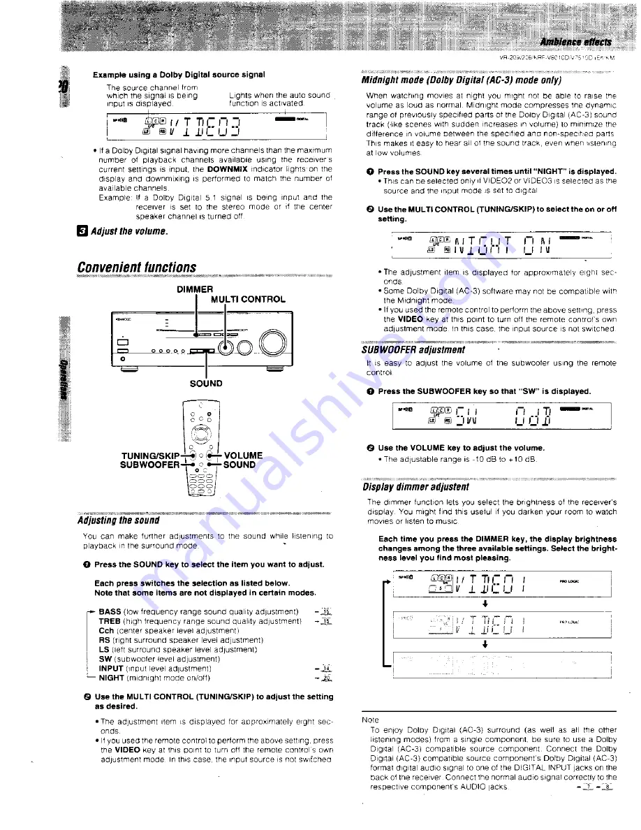 Kenwood VR-209 Instruction Manual Download Page 20