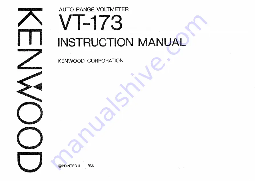 Kenwood VT-173 Instruction Manual Download Page 1