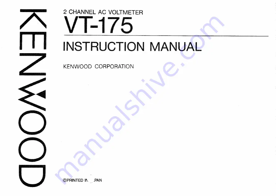 Kenwood VT-175 Instruction Manual Download Page 1