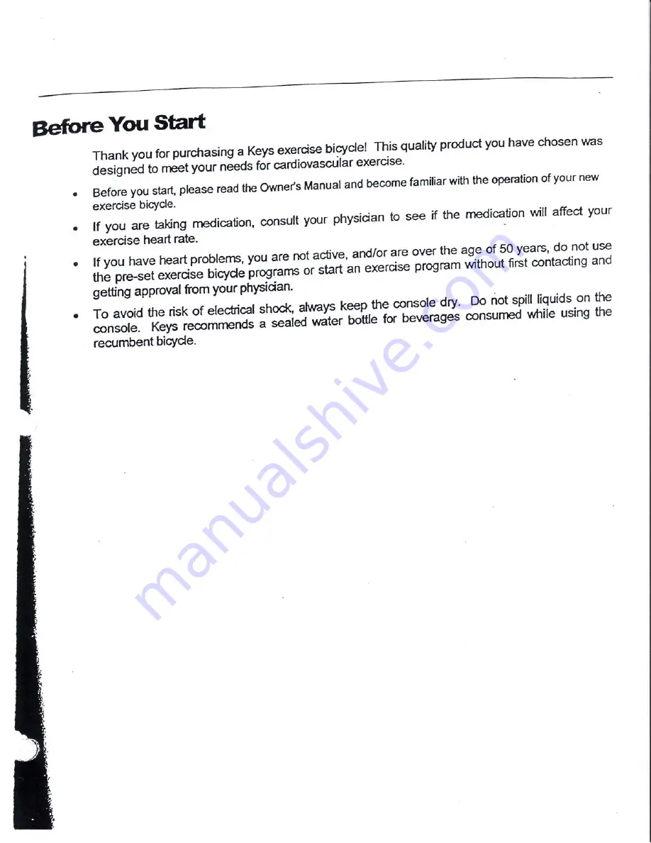 Keys Fitness 550 Upright Owner'S Manual Download Page 2