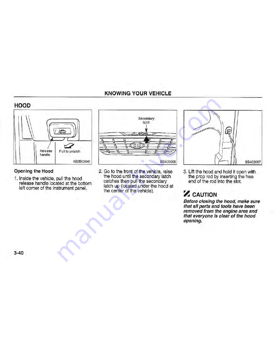 Kia Spectra 2002 Owner'S Manual Download Page 50