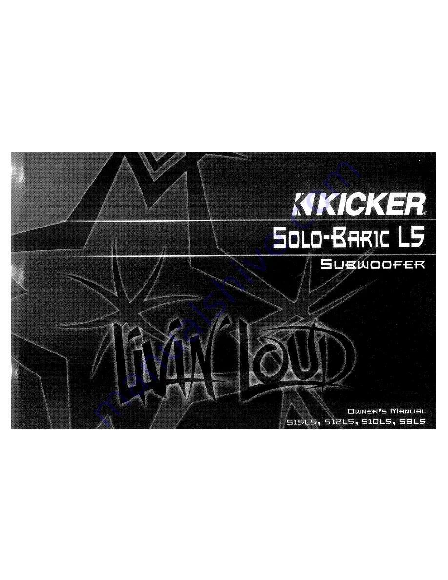 Kicker S12L5 Owner'S Manual Download Page 1