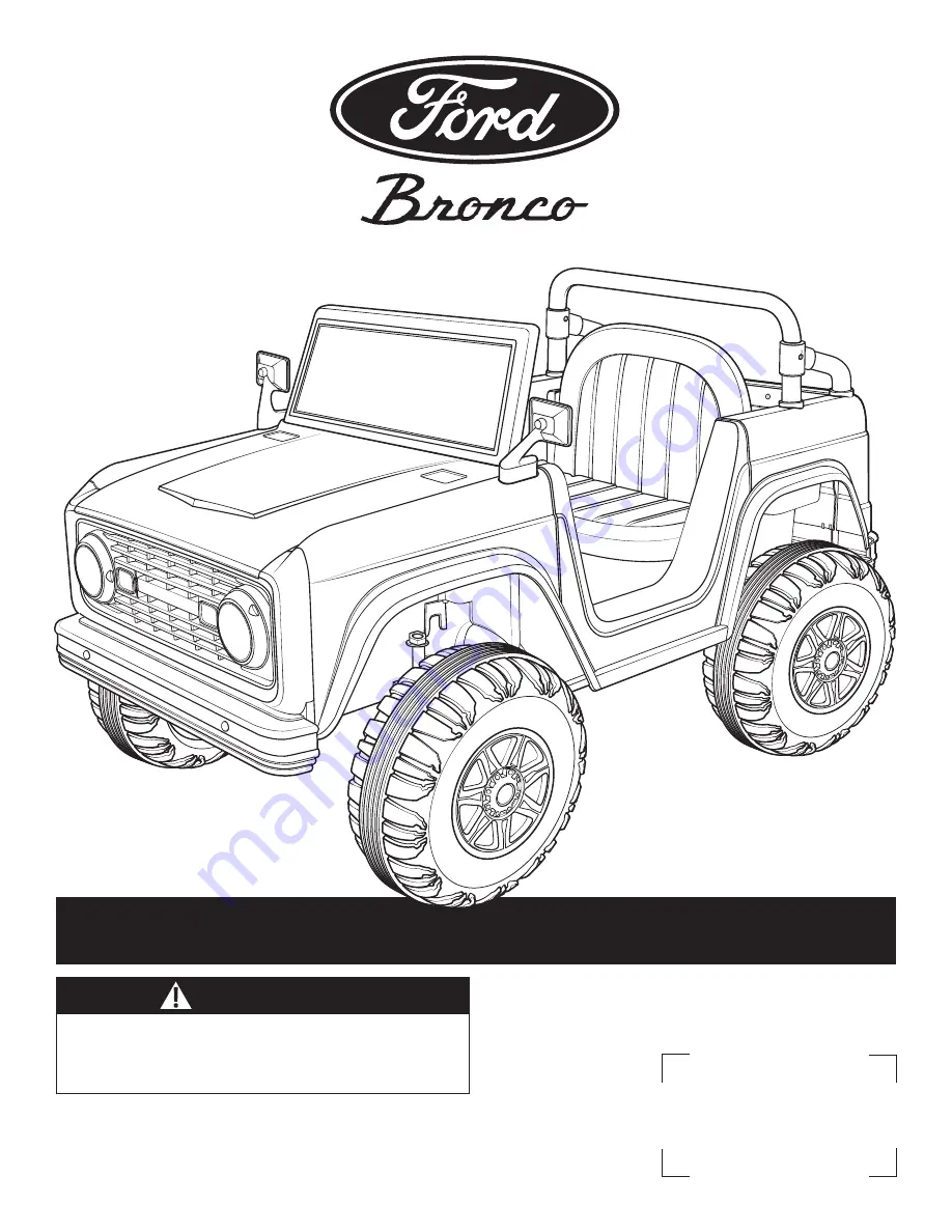 Kid Trax Toys Ford Bronco KT1505WM Owner'S Manual Download Page 1