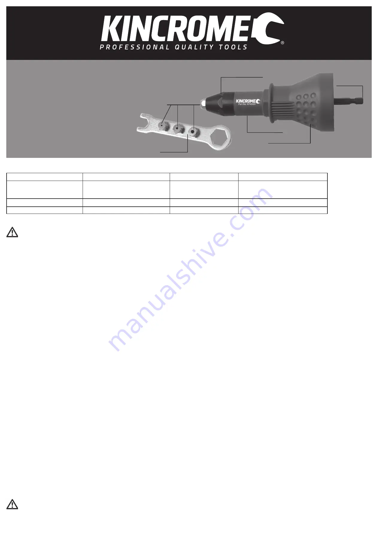 kincrome KP45001 Instruction Manual Download Page 1