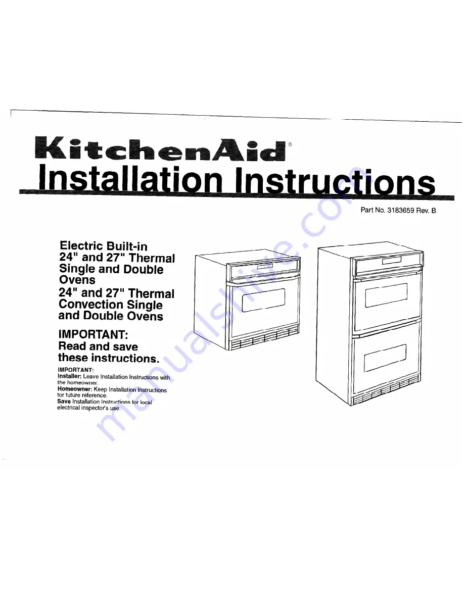 KitchenAid 3183659 Installation Instruction Download Page 1