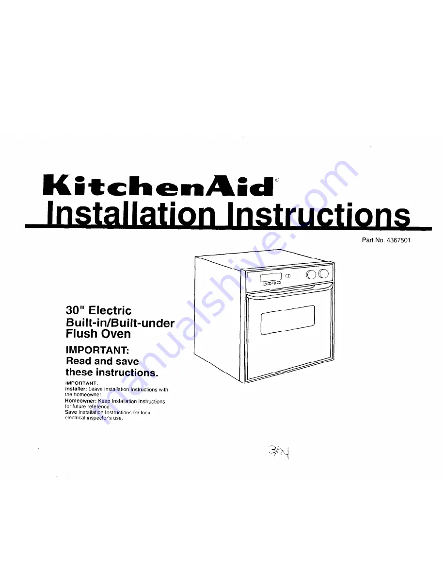 KitchenAid 4367501 Скачать руководство пользователя страница 1