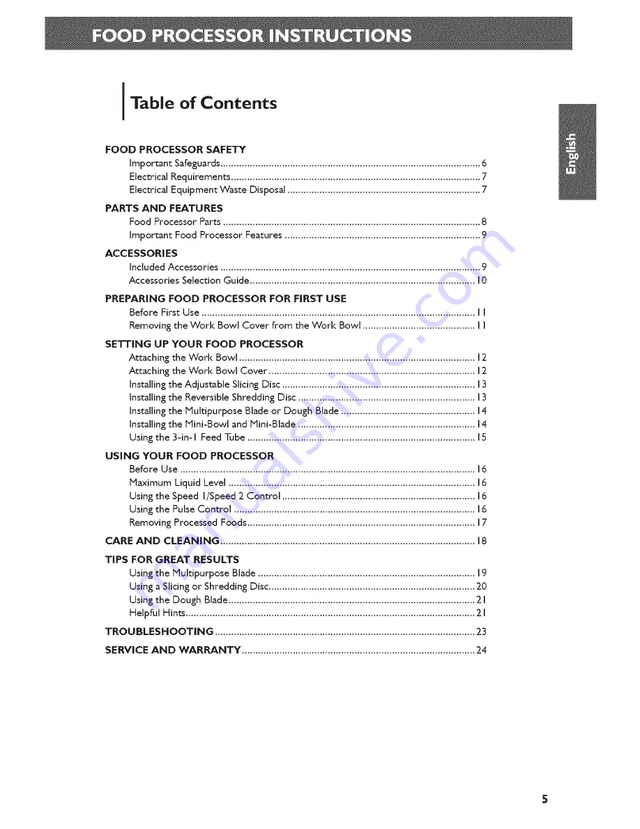 KitchenAid 5KFP0925BAC0 Instructions Manual Download Page 5