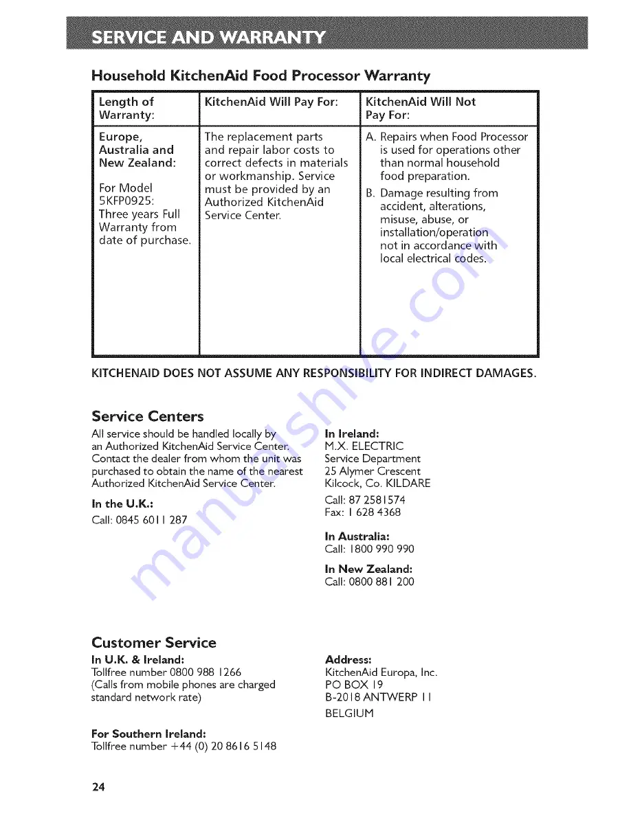 KitchenAid 5KFP0925BAC0 Instructions Manual Download Page 24