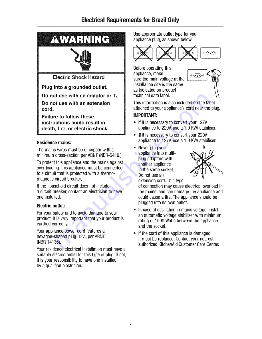 KitchenAid 5KSM156AAZ0 Instructions Manual Download Page 4