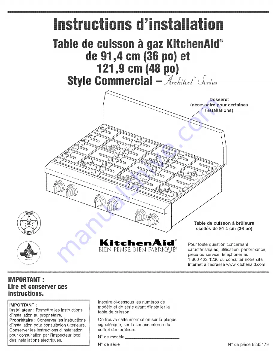 KitchenAid Architect KGCP457J Скачать руководство пользователя страница 13