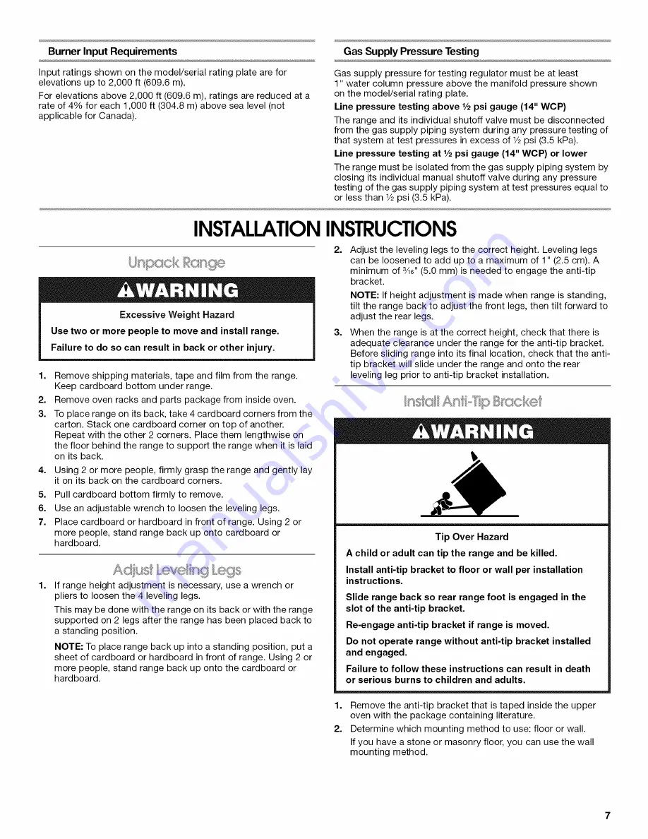 KitchenAid GGG38 Installation Instructions Manual Download Page 7