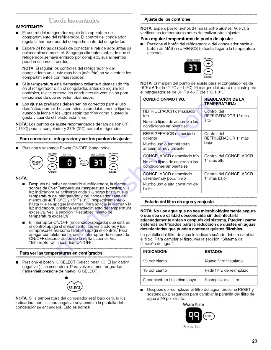 KitchenAid KBLC36FMS02 Use & Care Manual Download Page 23