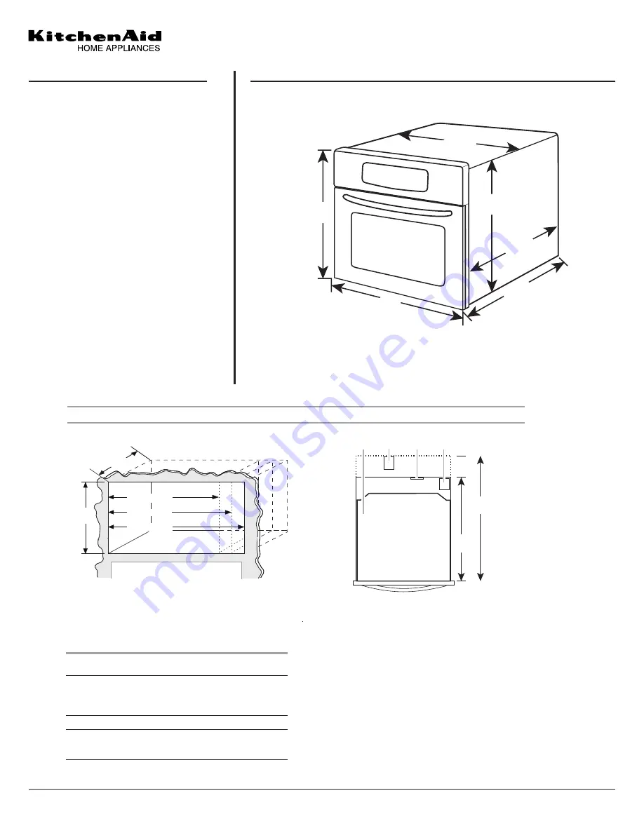 KitchenAid KBMS1454S Series Dimension Manual Download Page 1