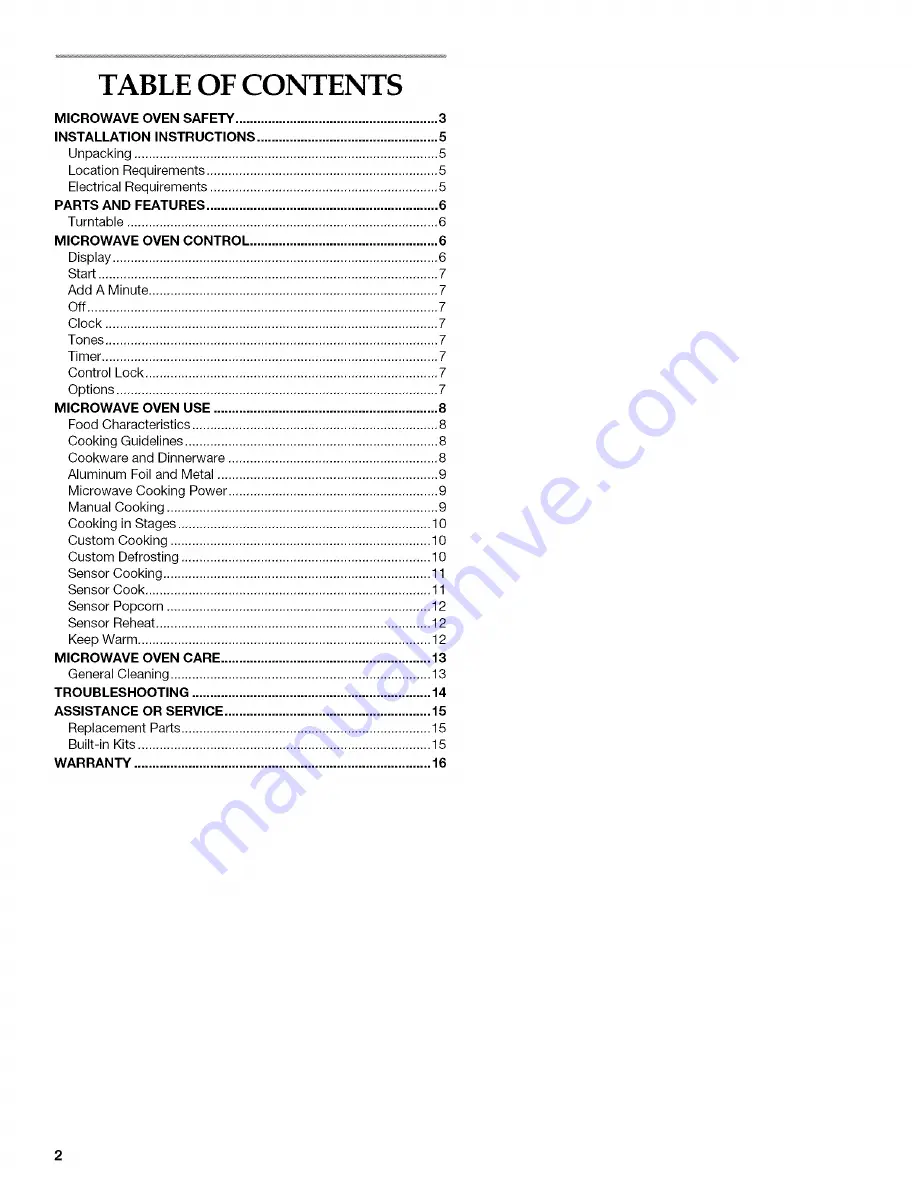 KitchenAid KCMS2055S Use & Care Manual Download Page 2