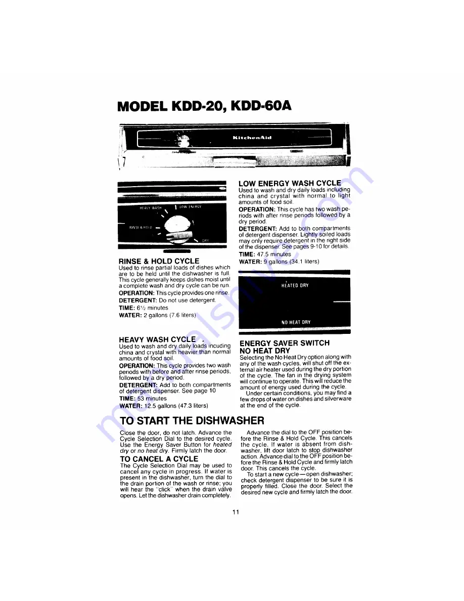 KitchenAid KDA20 Use & Care Manual Download Page 11