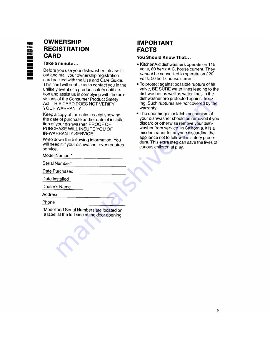 KitchenAid KDB-21 Use And Care Manual Download Page 4