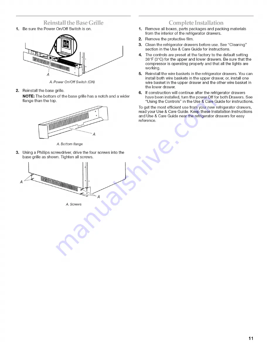 KitchenAid KDDA27TRS Installation Instructions Manual Download Page 11