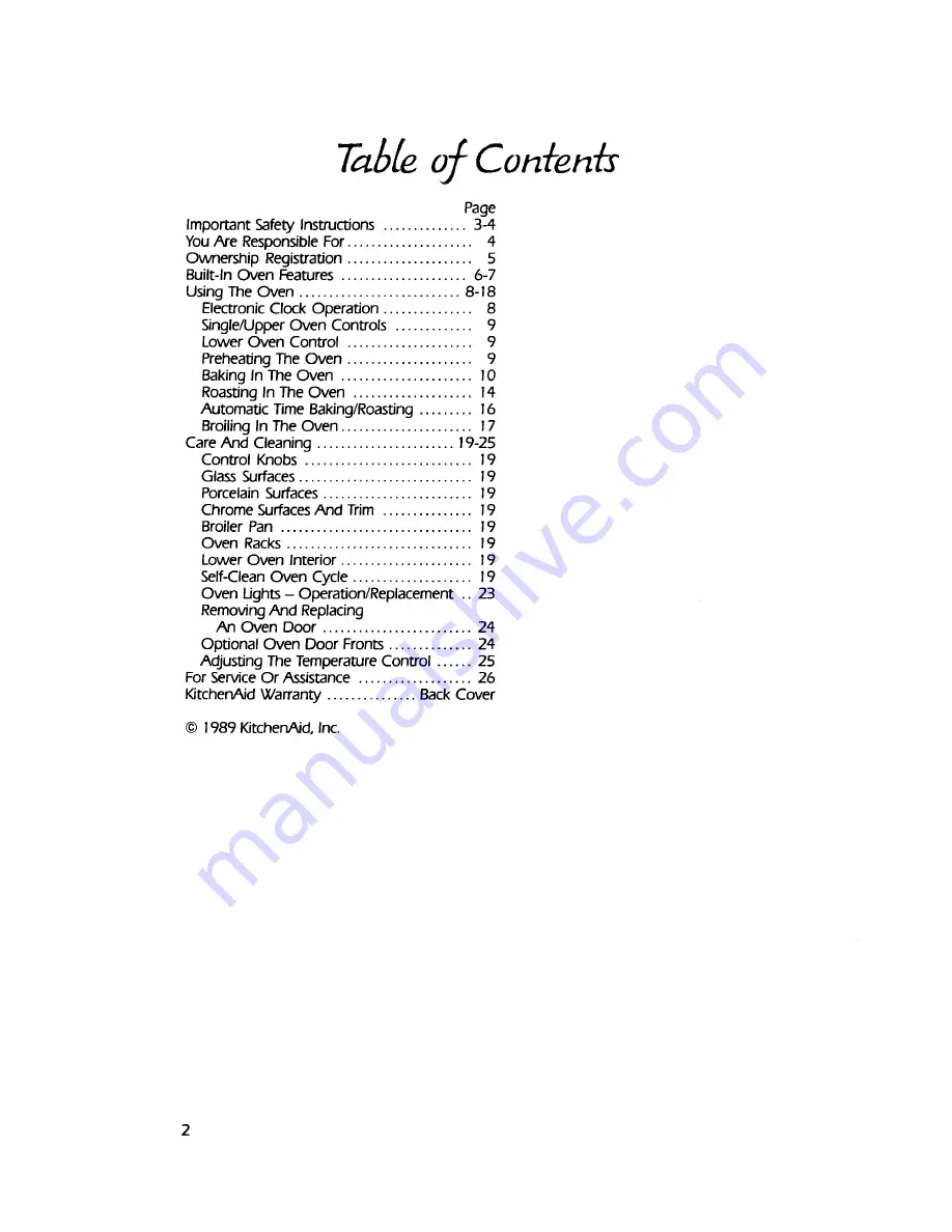 KitchenAid keb1271w Use And Care Manual Download Page 2