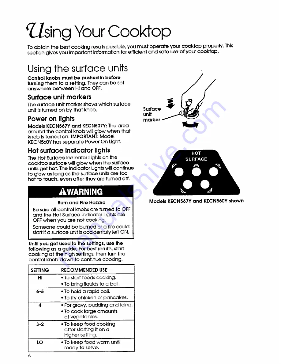 KitchenAid KECN507Y Use And Care Manual Download Page 6