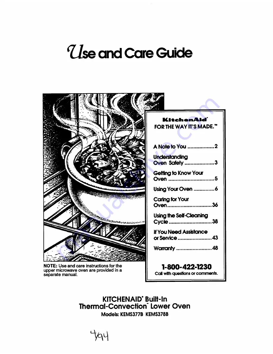 KitchenAid KEMS377B Use And Care Manual Download Page 1