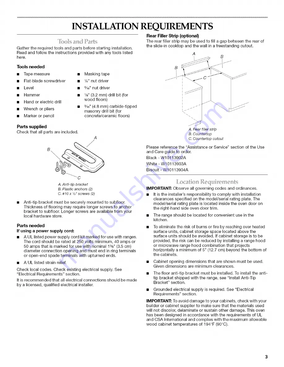 KitchenAid KESK901SBL04 Installation Instructions Manual Download Page 3