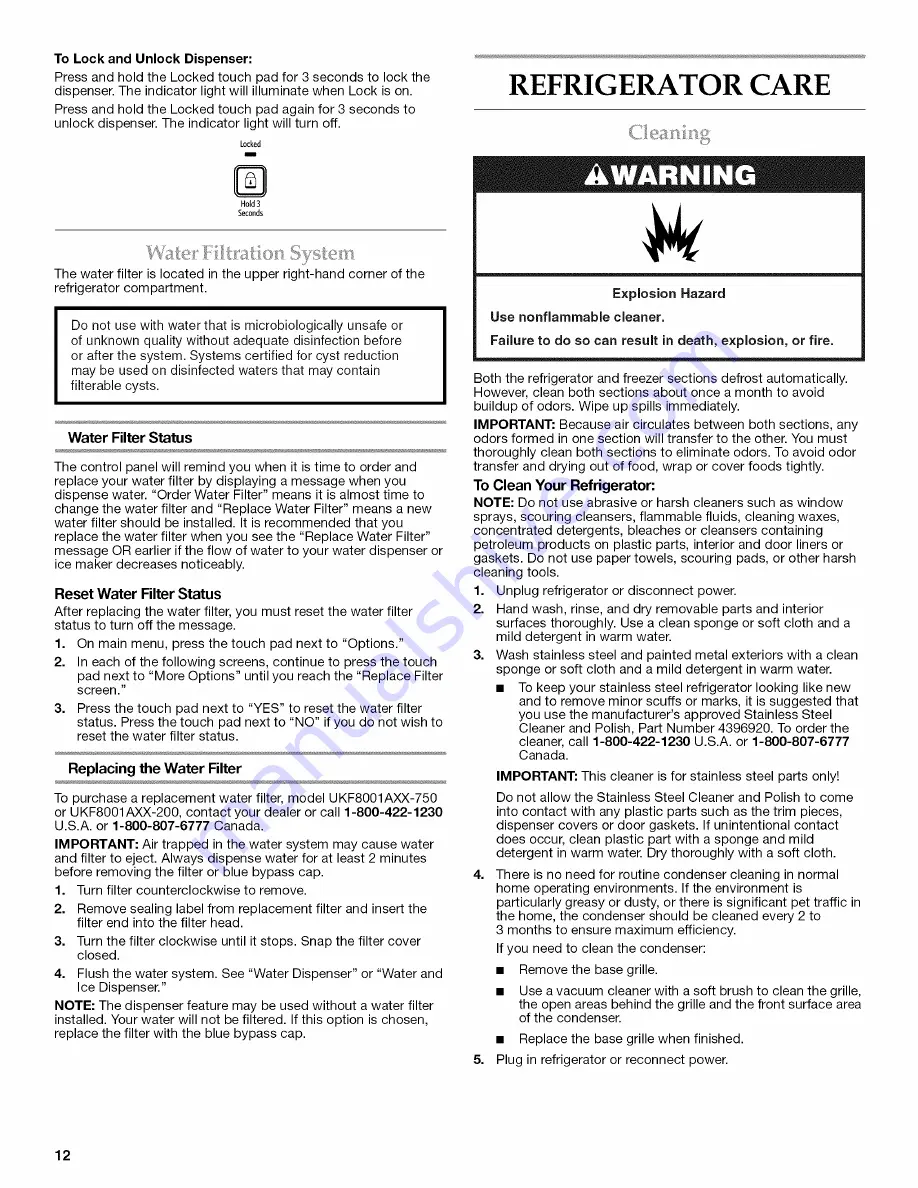 KitchenAid KFIS20XVBL5 User Instructions Download Page 12