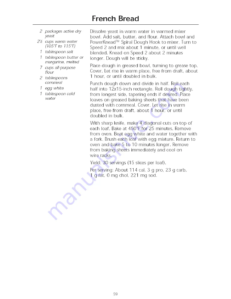 KitchenAid KL26M8XOB5 Instructions And Recipes Manual Download Page 61