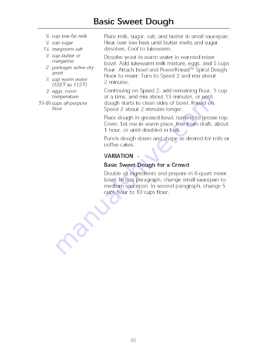 KitchenAid KL26M8XOB5 Instructions And Recipes Manual Download Page 67