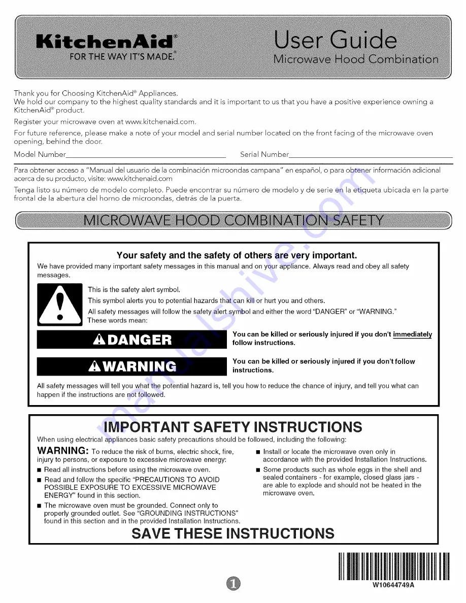 KitchenAid KMHS120EWH0 User Manual Download Page 1