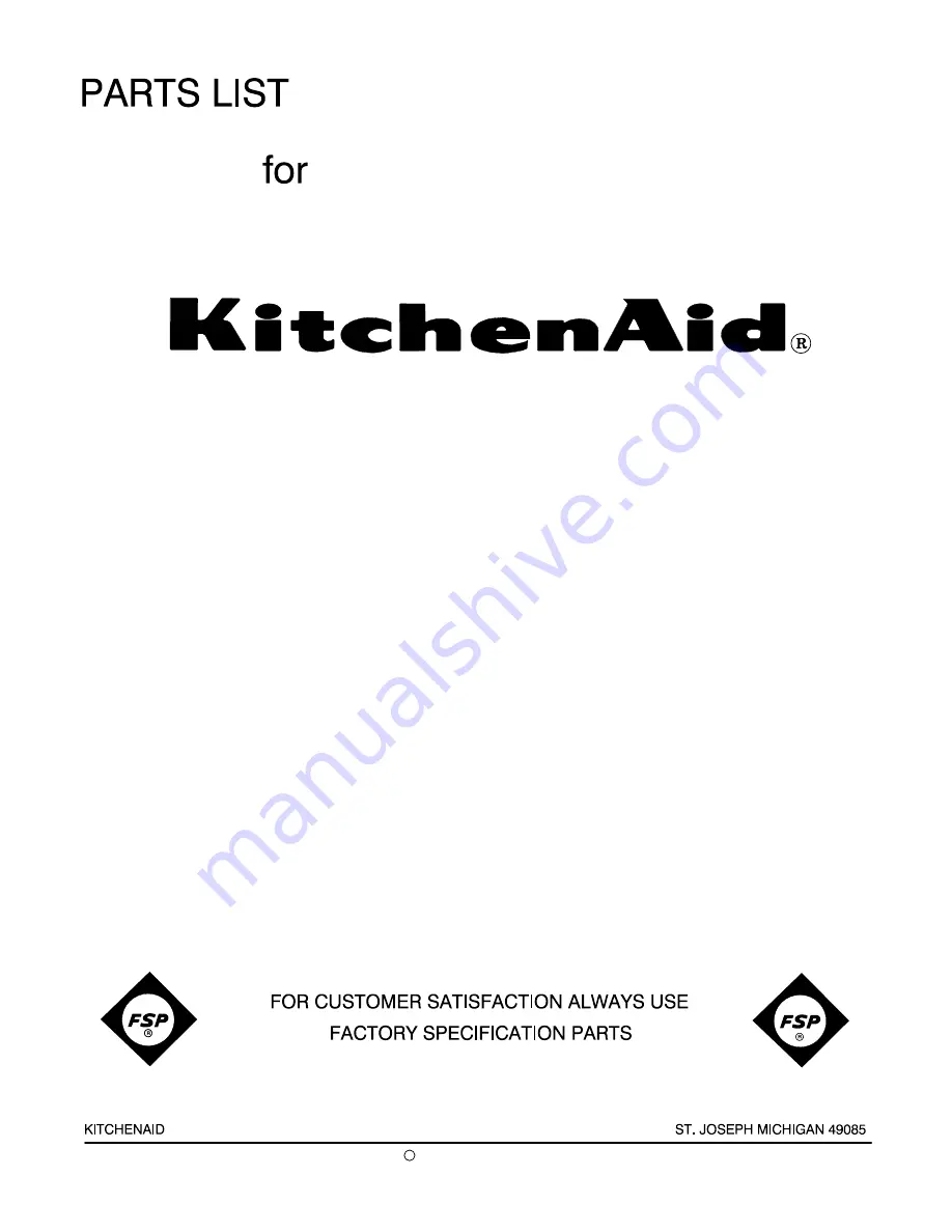 KitchenAid KPWB100NP0 Parts List Download Page 1