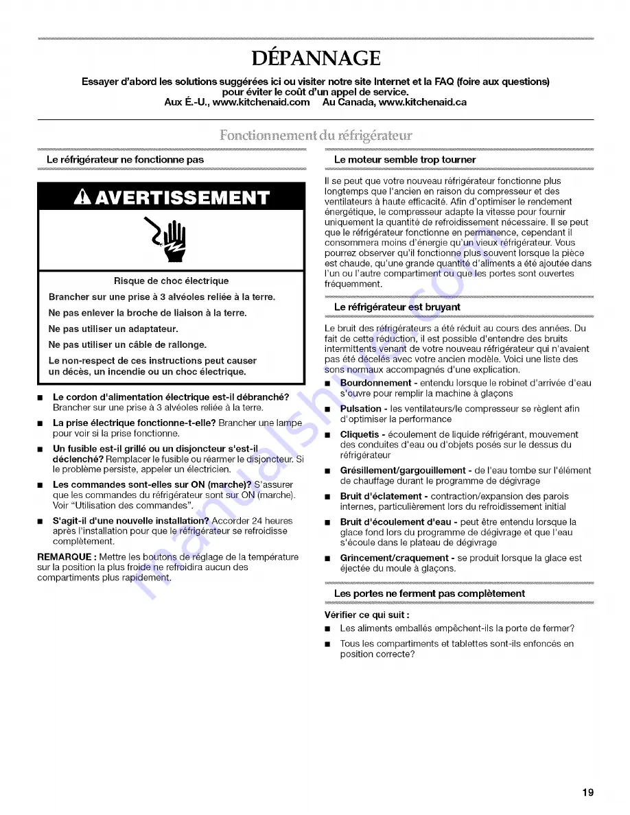 KitchenAid KSCS23FVBL00 User Instructions Download Page 19