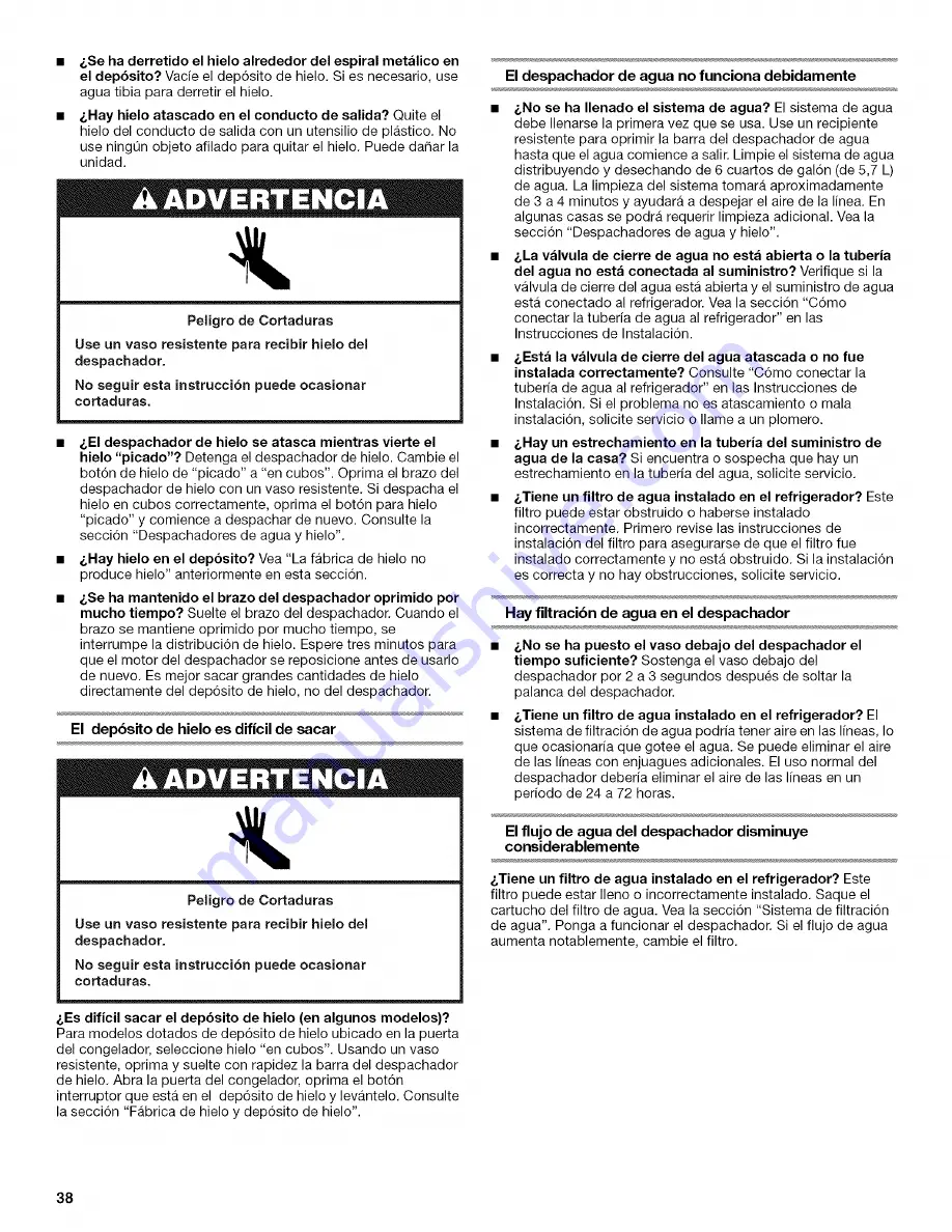 KitchenAid KSSC36FTS02 Use & Care Manual Download Page 38