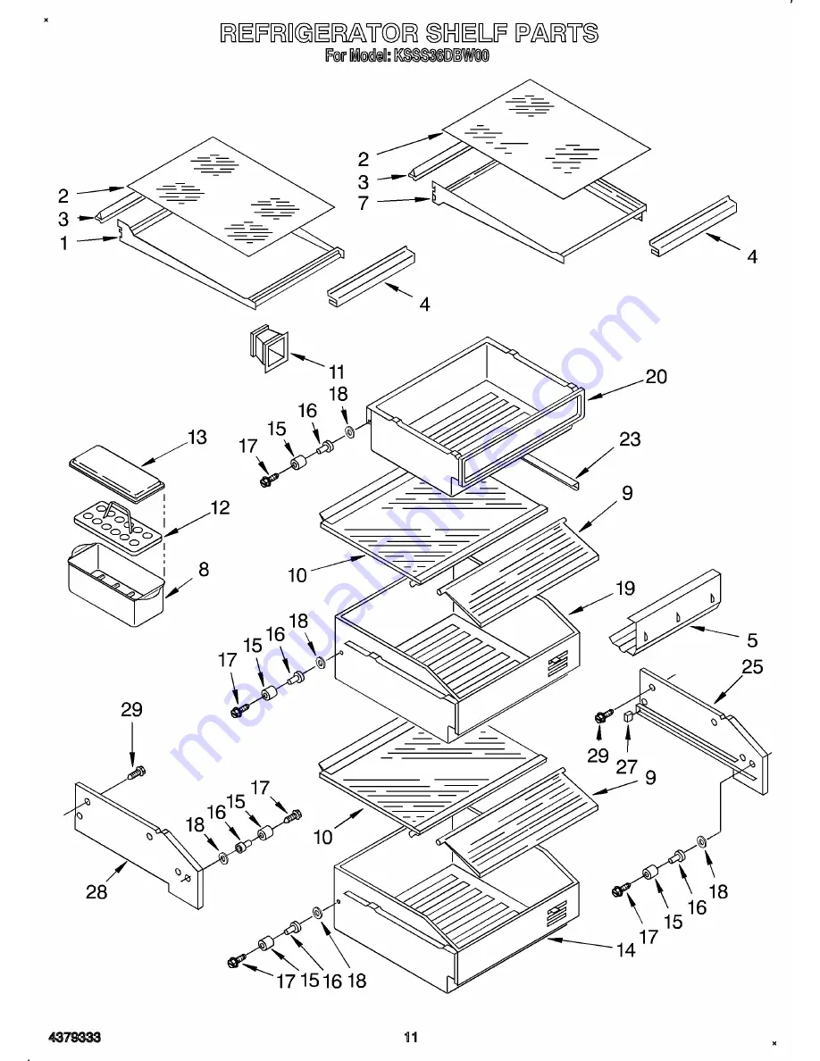 KitchenAid KSSS36DBW00 Parts List Download Page 17