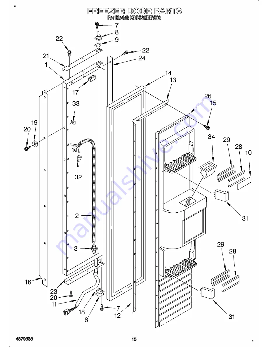 KitchenAid KSSS36DBW00 Parts List Download Page 21