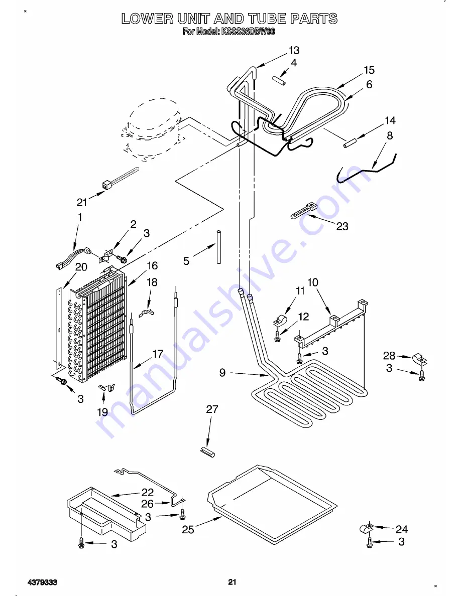 KitchenAid KSSS36DBW00 Parts List Download Page 28