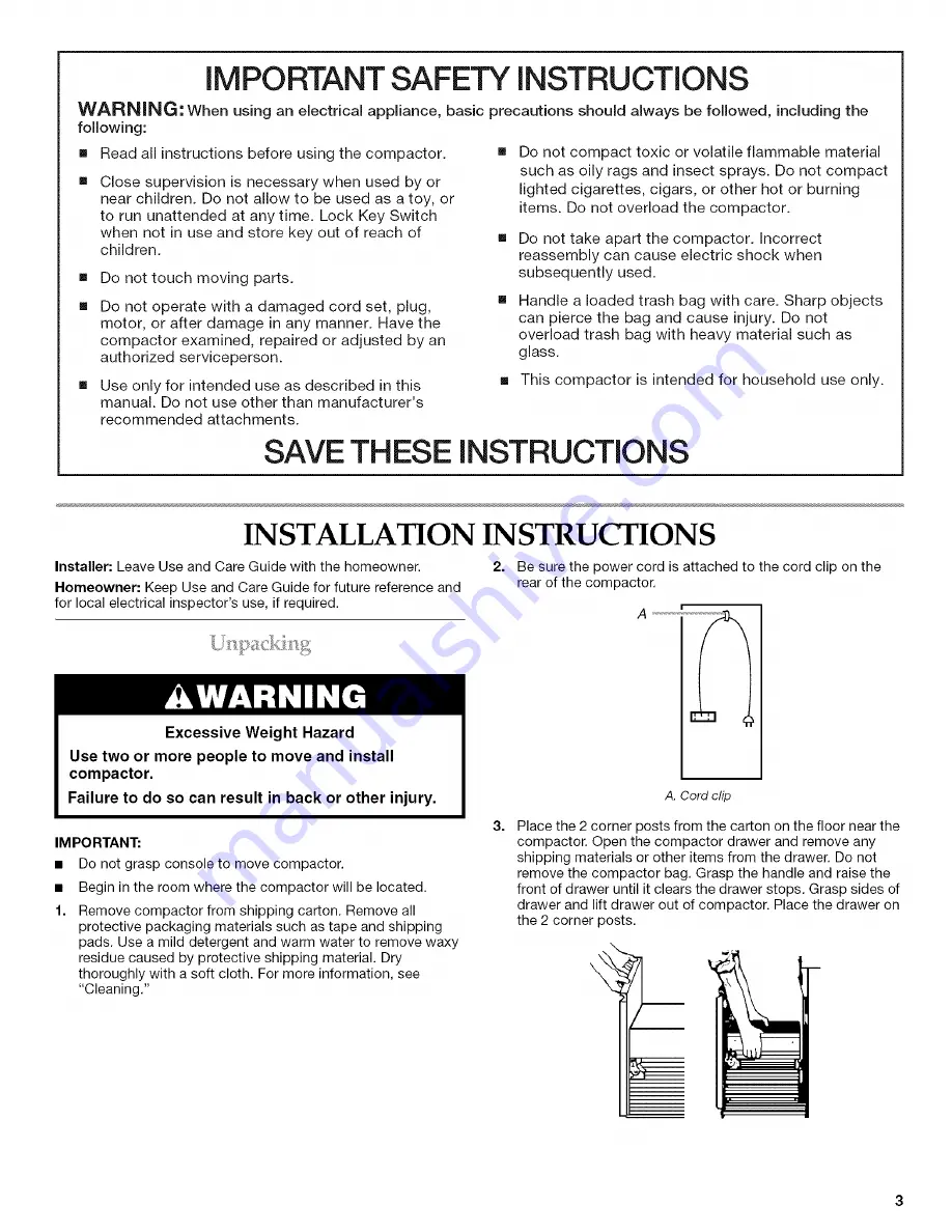 KitchenAid KUCC151LSS2 Use & Care Manual Download Page 3