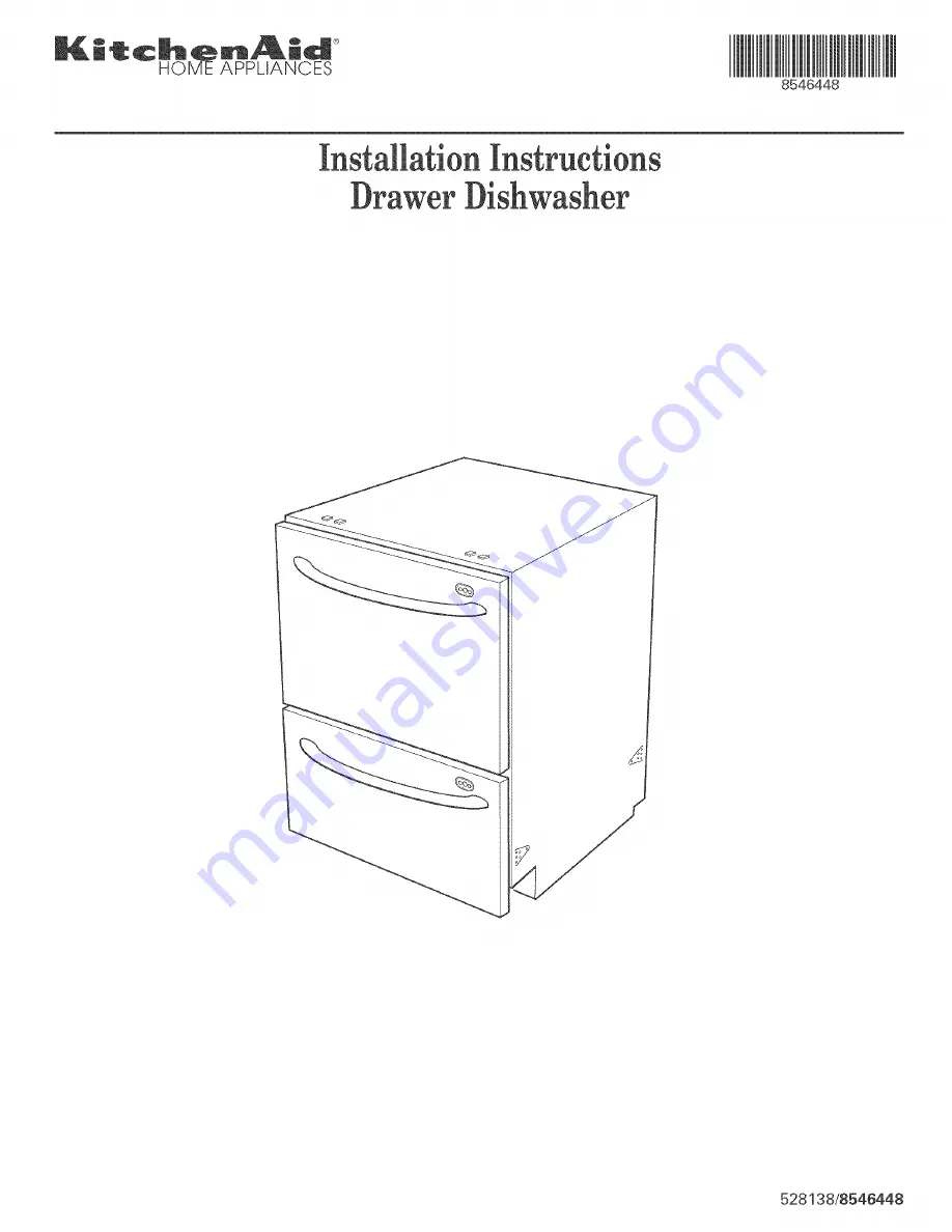 KitchenAid KUDD01DPPA0 Installation Instructions Manual Download Page 1