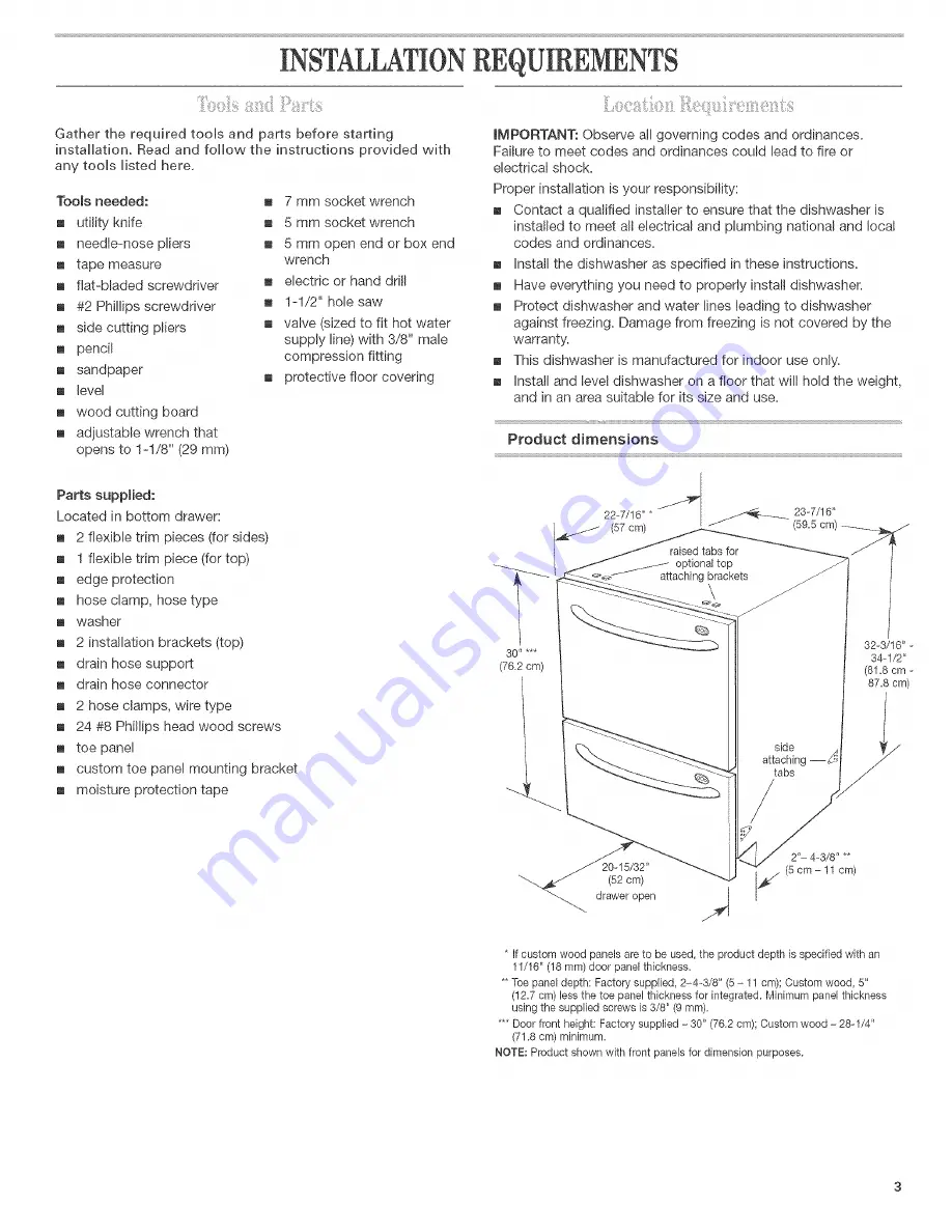 KitchenAid KUDD01DPPA0 Installation Instructions Manual Download Page 3