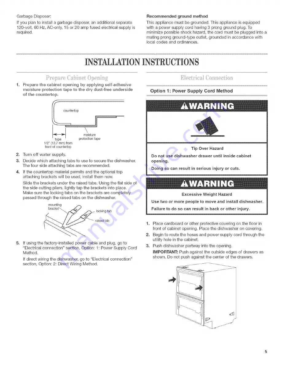 KitchenAid KUDD01DPPA0 Installation Instructions Manual Download Page 5