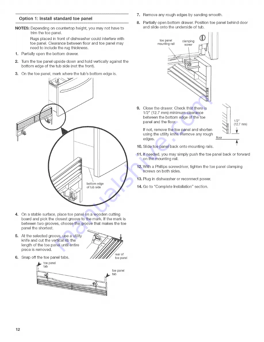 KitchenAid KUDD01DPPA0 Installation Instructions Manual Download Page 12