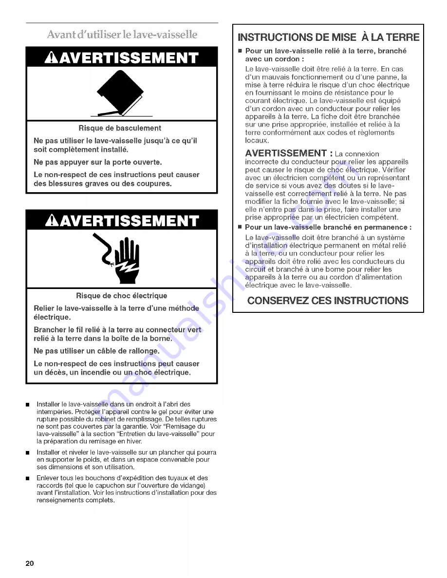 KitchenAid KUDK01TKBT0 Use & Care Manual Download Page 20