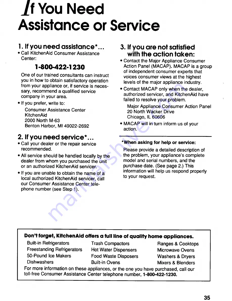 KitchenAid KUDS230B Use And Care Manual Download Page 35