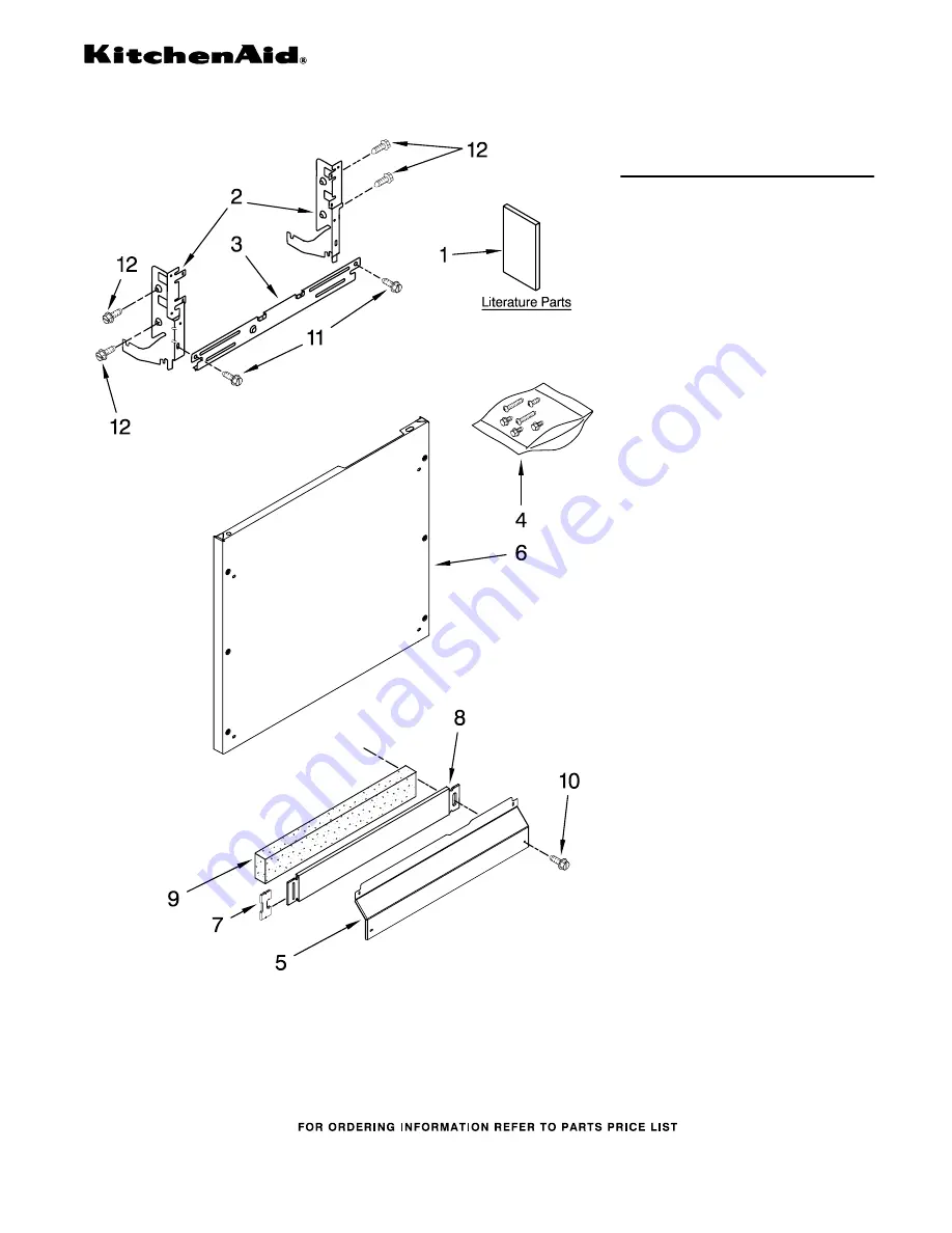 KitchenAid KUDS50FVPA - Fully Integrated Dishwasher Door And Panel Parts Download Page 1