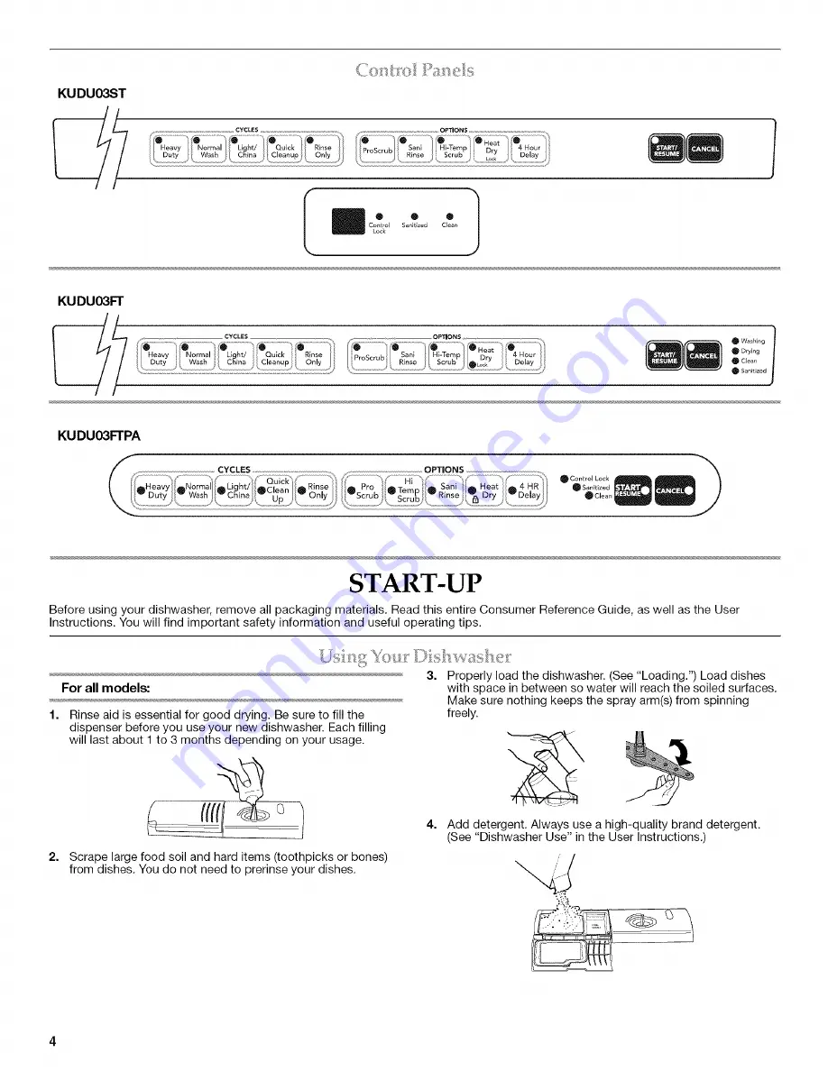 KitchenAid KUDU03FT Reference Manual Download Page 4