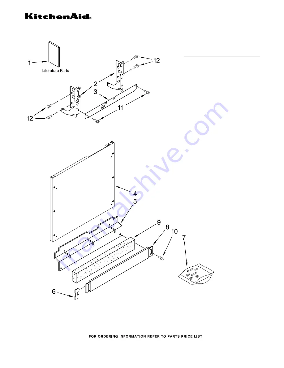 KitchenAid KUDU03FTPA1 Parts List Download Page 1